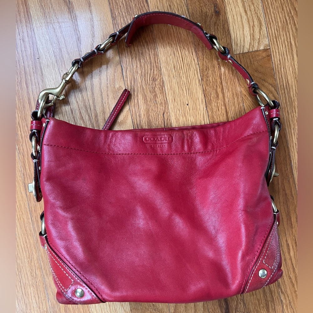 Coach Carly Shoulder Red Leather Women's Bag